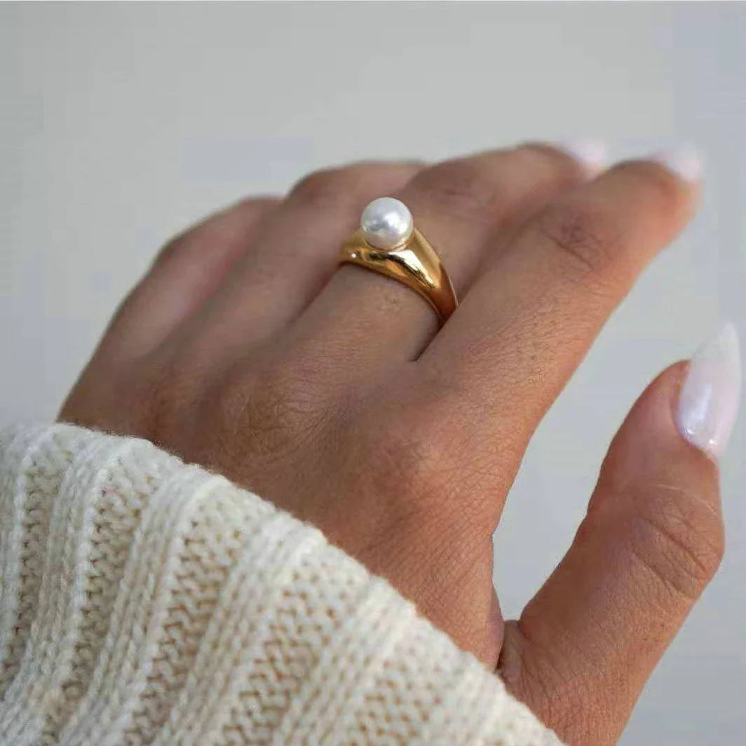 Freshwater Pearl Zircon Ring