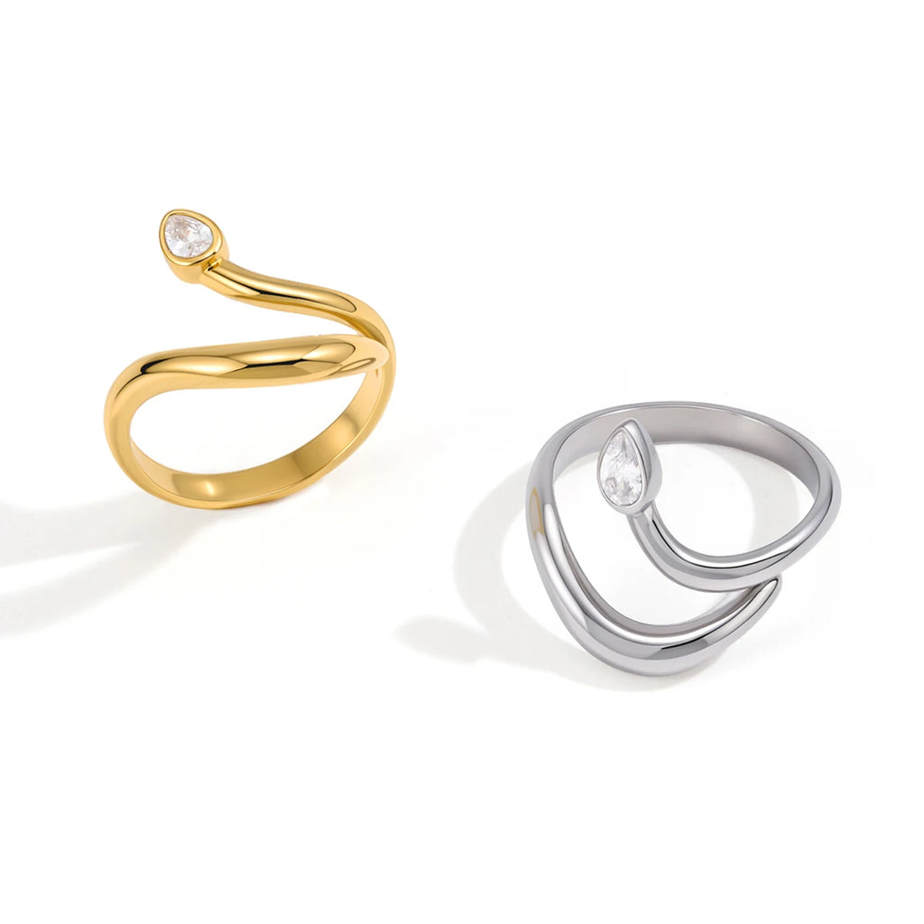 Kika Delicate steel color Snake Shape Double Layered Open Ring