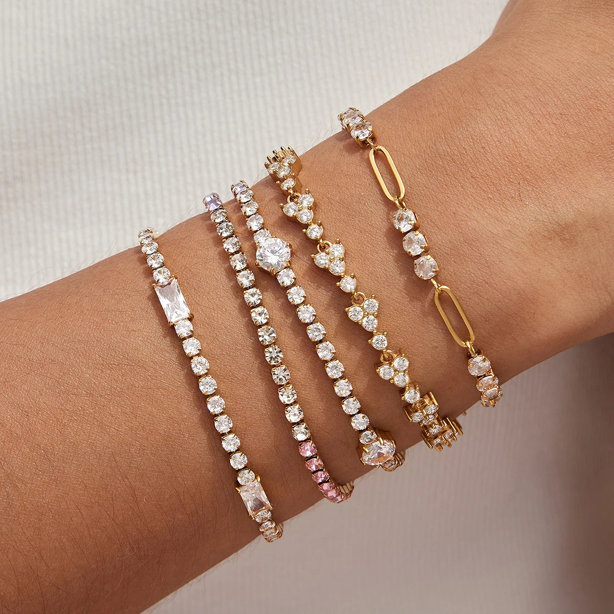 Kika Classic Zircon Tennis Chain Bracelet 18K Gold Plated Stainless Steel 316L