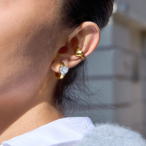 KIKA Classic PVD Plated Gold Heart Shape Ear Clip  Stainless Steel 316L