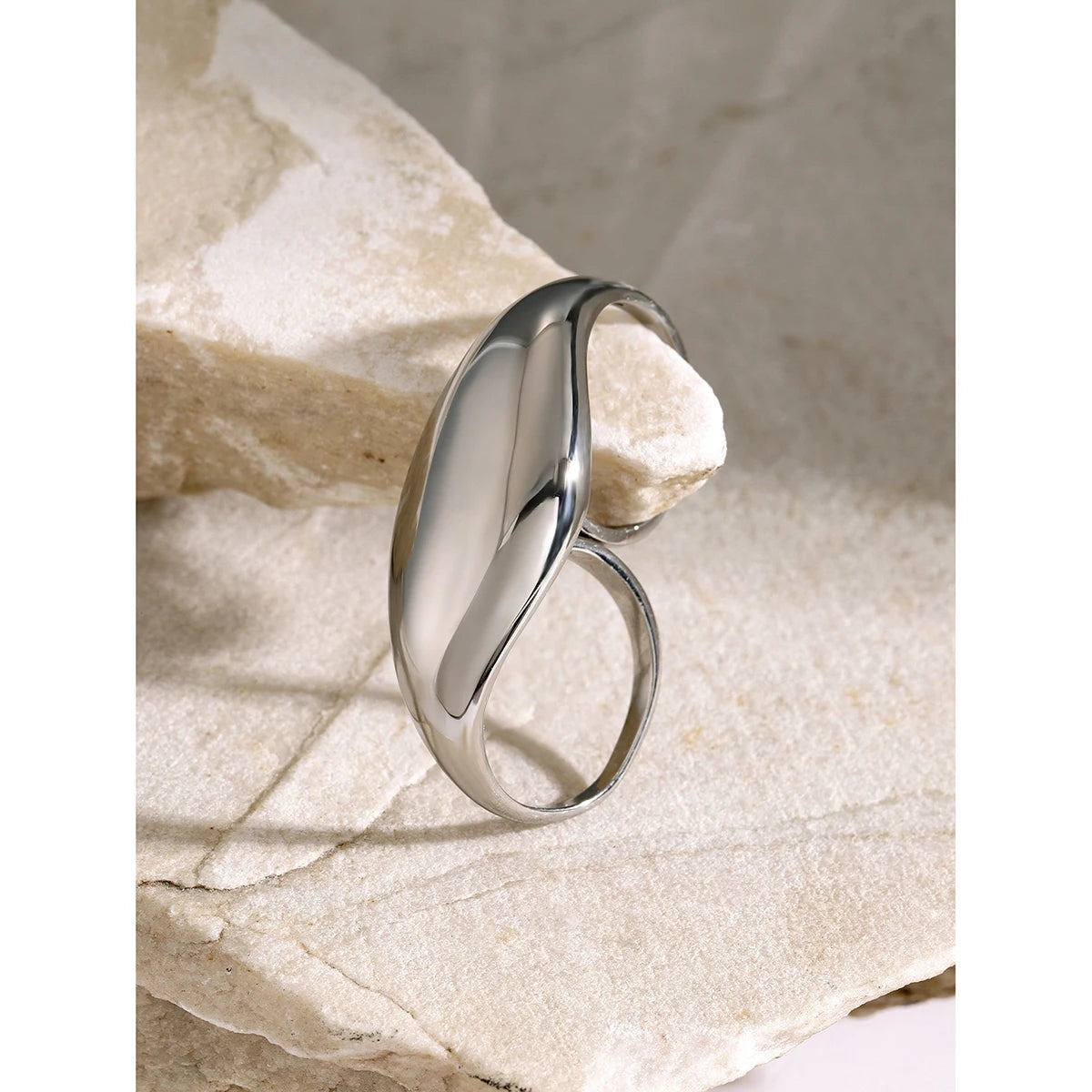 KIKA Trend Stainless Steel Double Ring Double Finger For Women Man Simple Titanium Simple Temperament Creative Party Jewelry
