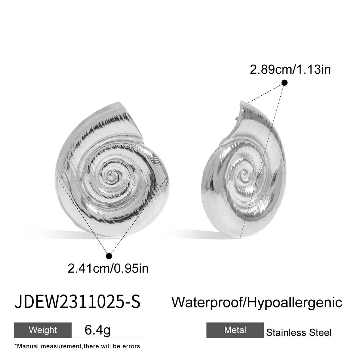 Uworld Conch Stainless Steel Thread Earrings 18K Gold-Plated Waterproof Ring Exquisite Fashion Beach Holiday Jewelry Gift