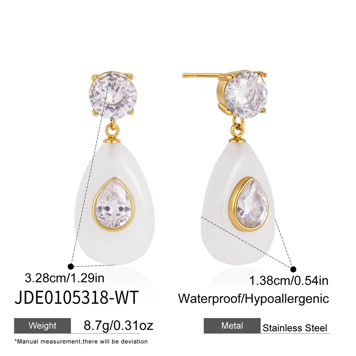 KIKA Multicolor Geometric Resin Drop Earrings PVD Gold Plated Stainless Steel 316L