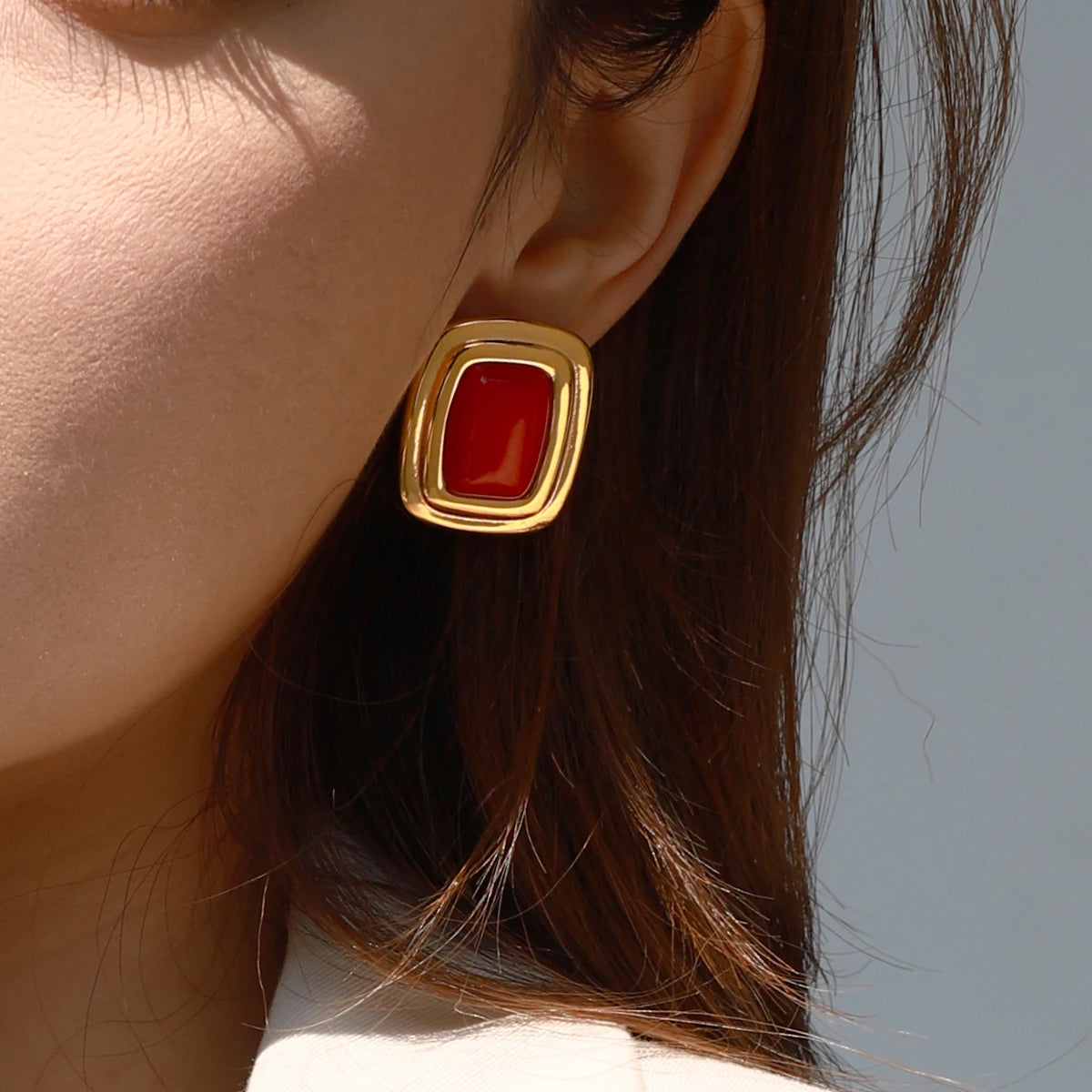 Retro Agate Geometric Ear studs Stainless Steel
