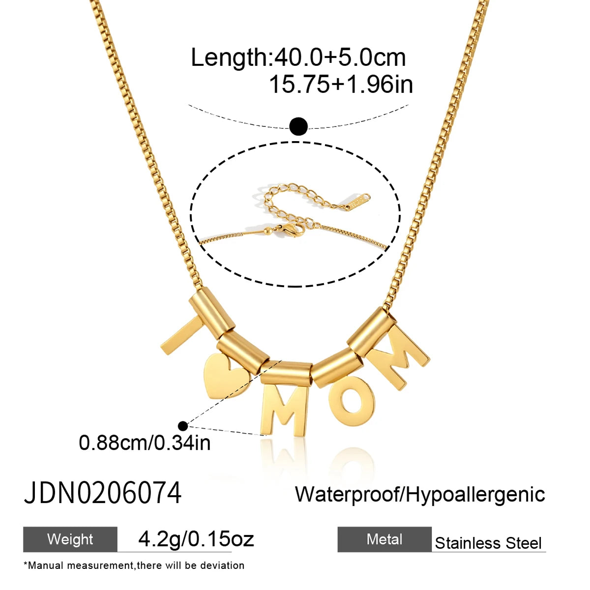 KIKA Slideable Letter Pendant Necklace  18K Gold PVD Plated Stainless Steel 316Lt