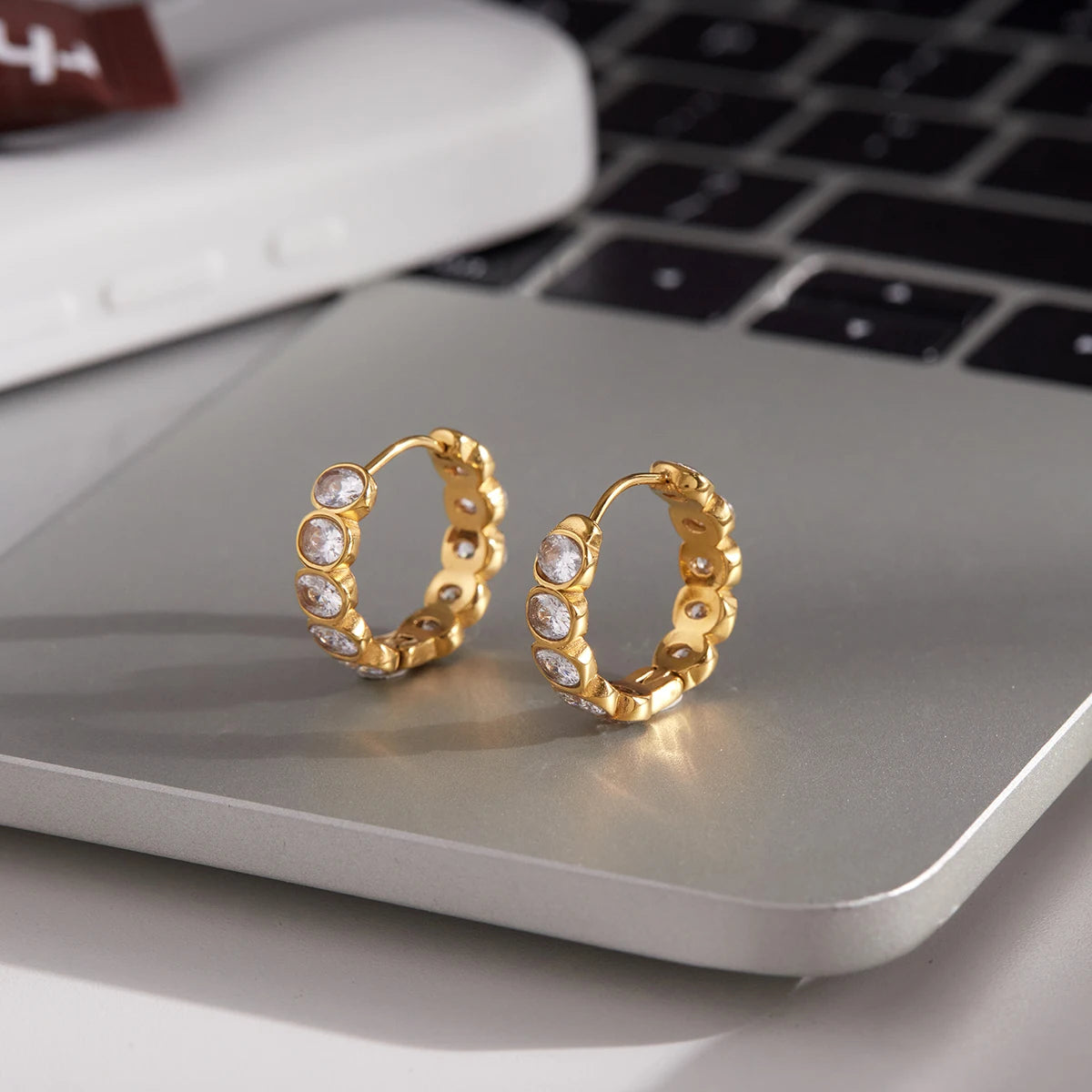 Kika Classic Zircons Filled Earring PVD Plated Stainless Steel 316L