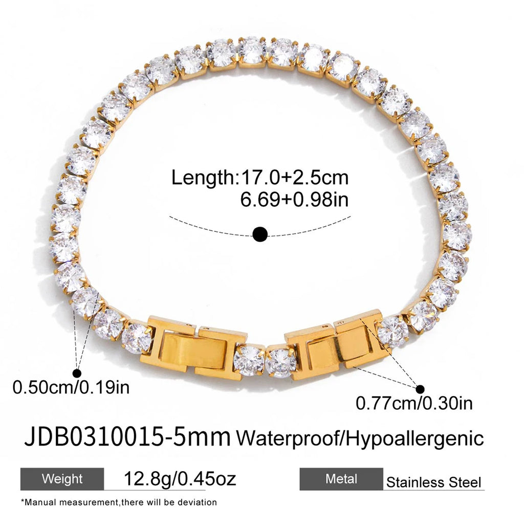 Classic White Round Zircon Tennis Ball Chain Bracelet