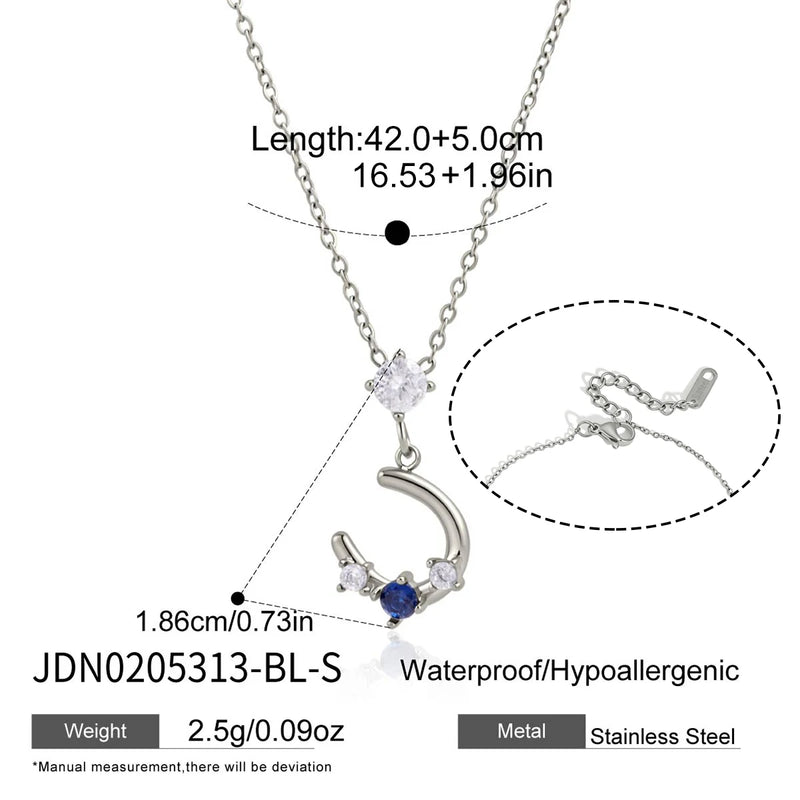 KIKA Delicate Zircon Horseshoe Pendant Necklace For Women Minimalist 18K Gold Plated Stainless Steel 316L Necklace Fashion Jewelry