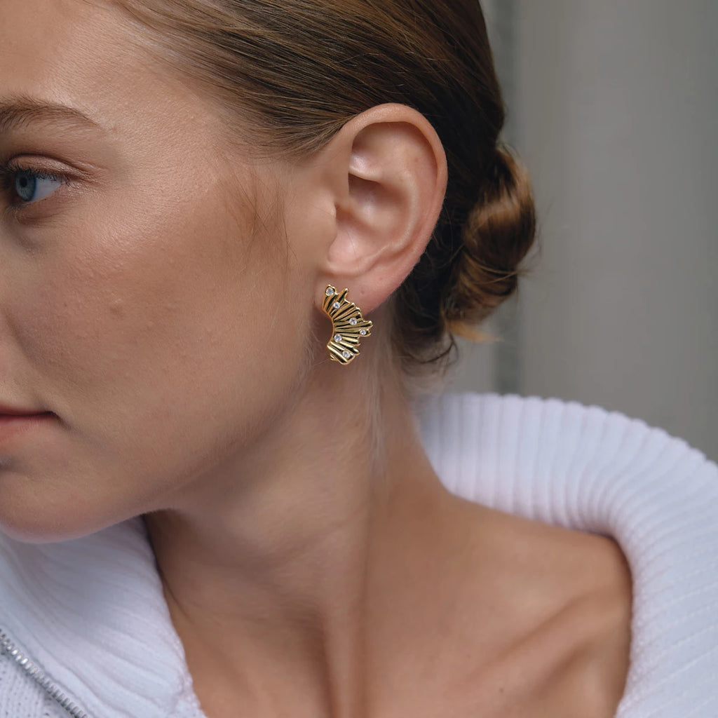 KIKA Classic Zircon Geometric Stud Earrings For Women Minimalist 18K Gold PVD Plated Stainless Steel Earrings Fashion Jewelry