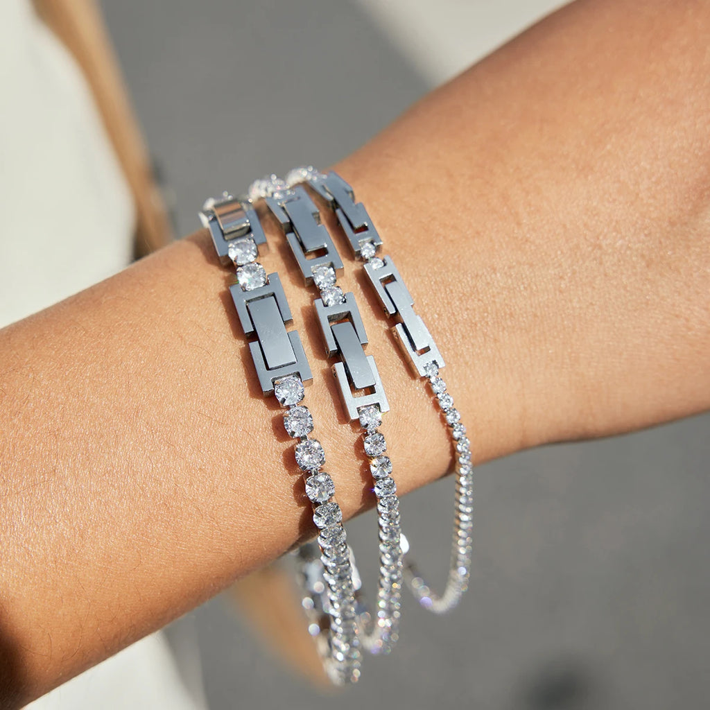 Classic White Round Zircon Tennis Ball Chain Bracelet