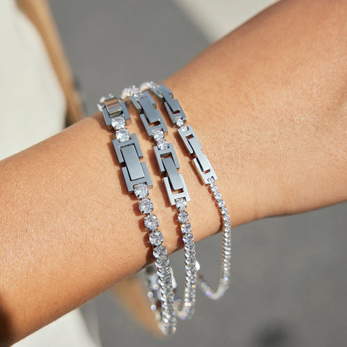 Classic White Round Zircon Tennis Ball Chain Bracelet