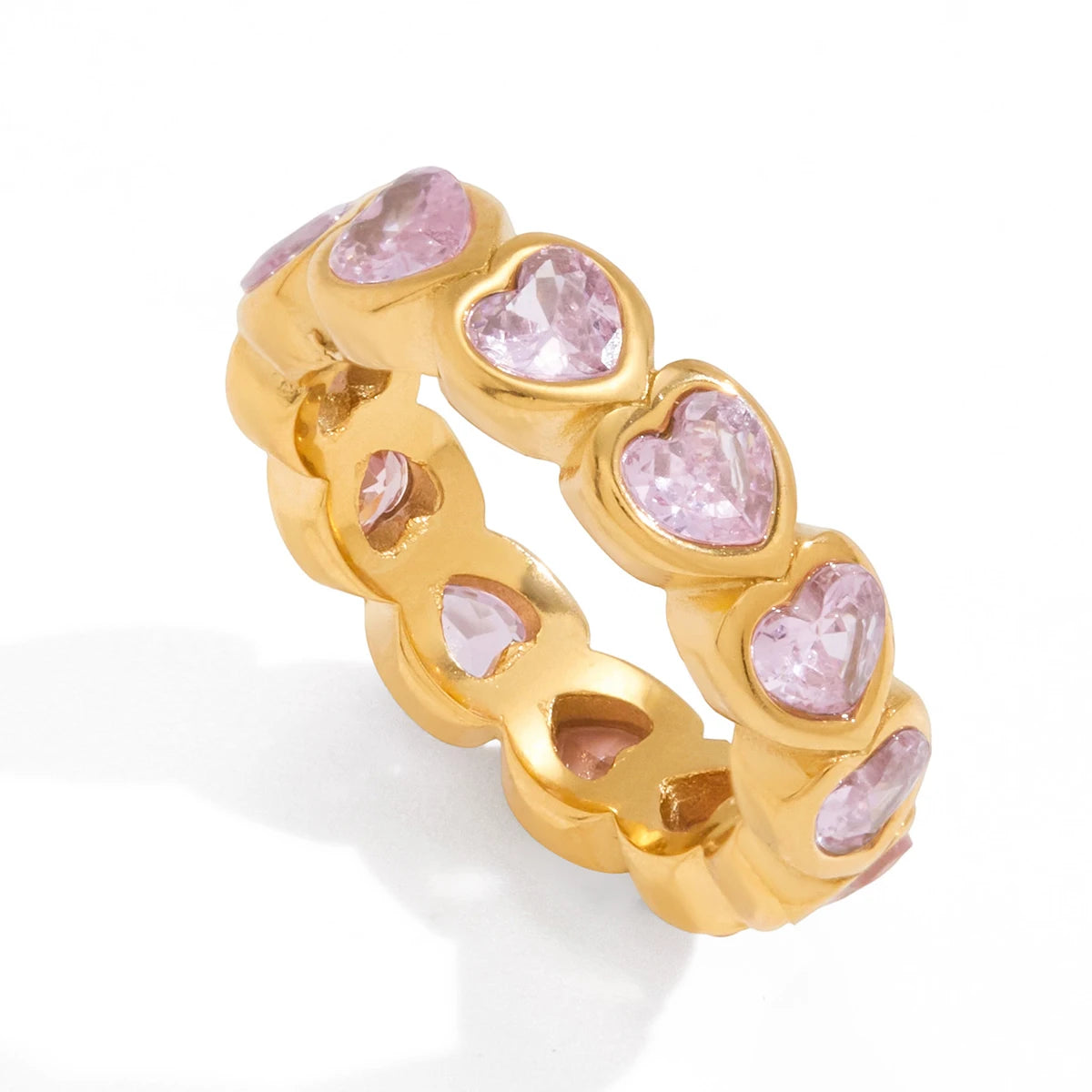 Kika Sparkling Pink Green Zircon Stacked Ring