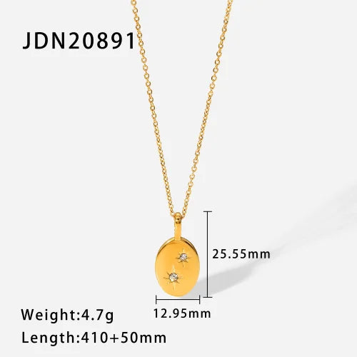 Dainty Moon Necklace Gold Color Sun With Opal Stone