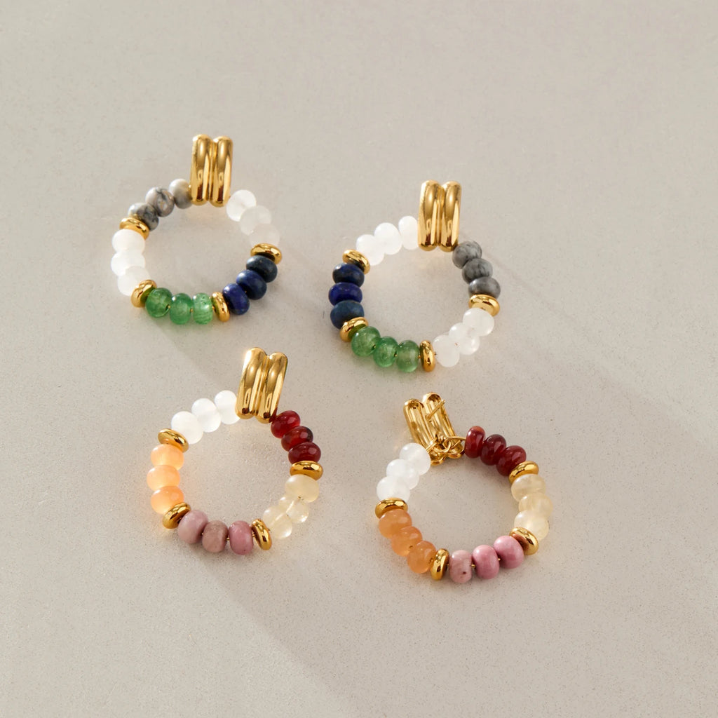 KIKA Elegant Mixed Natural Stone Earrings For Women Delicate 18K Gold PVD Plated Stainless Steel Earrings Fashion Jewelry Gift