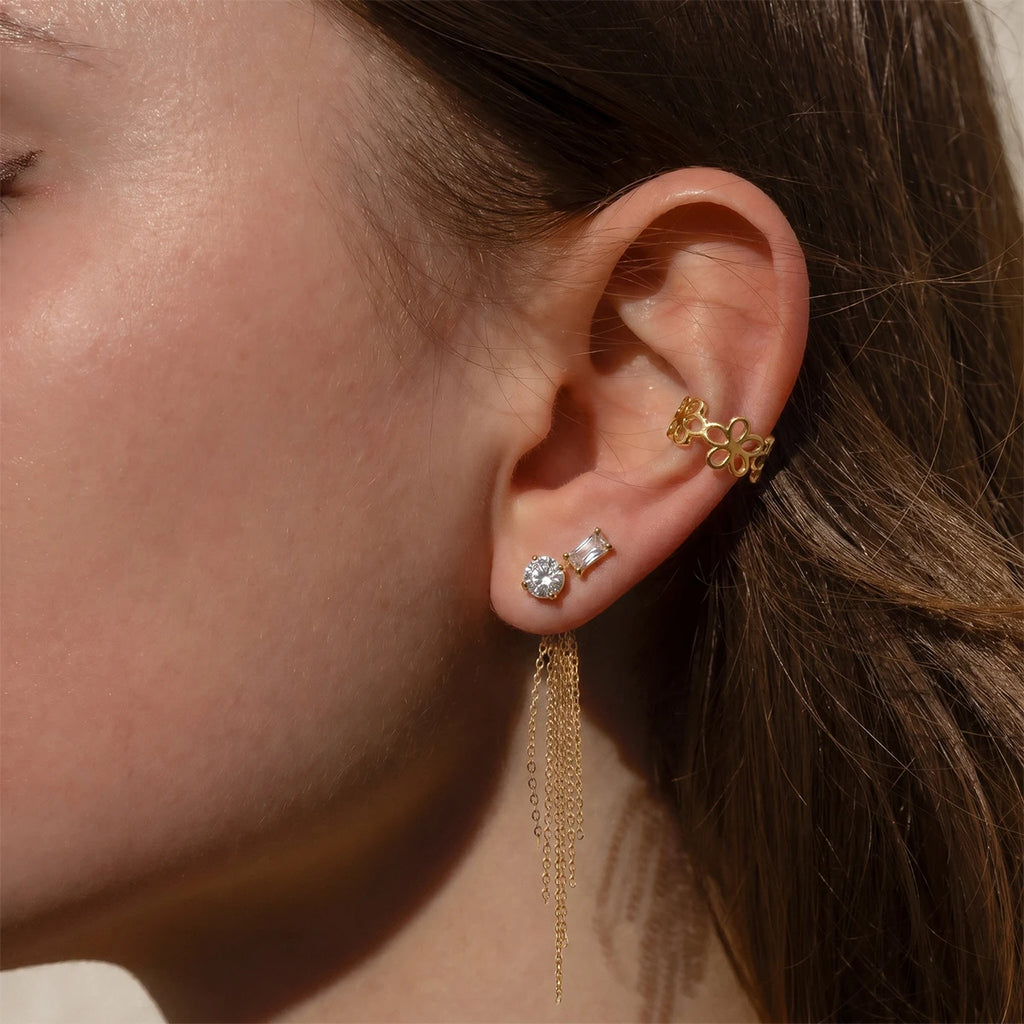 Kika  Delicate Round Zircon Stud Earrings