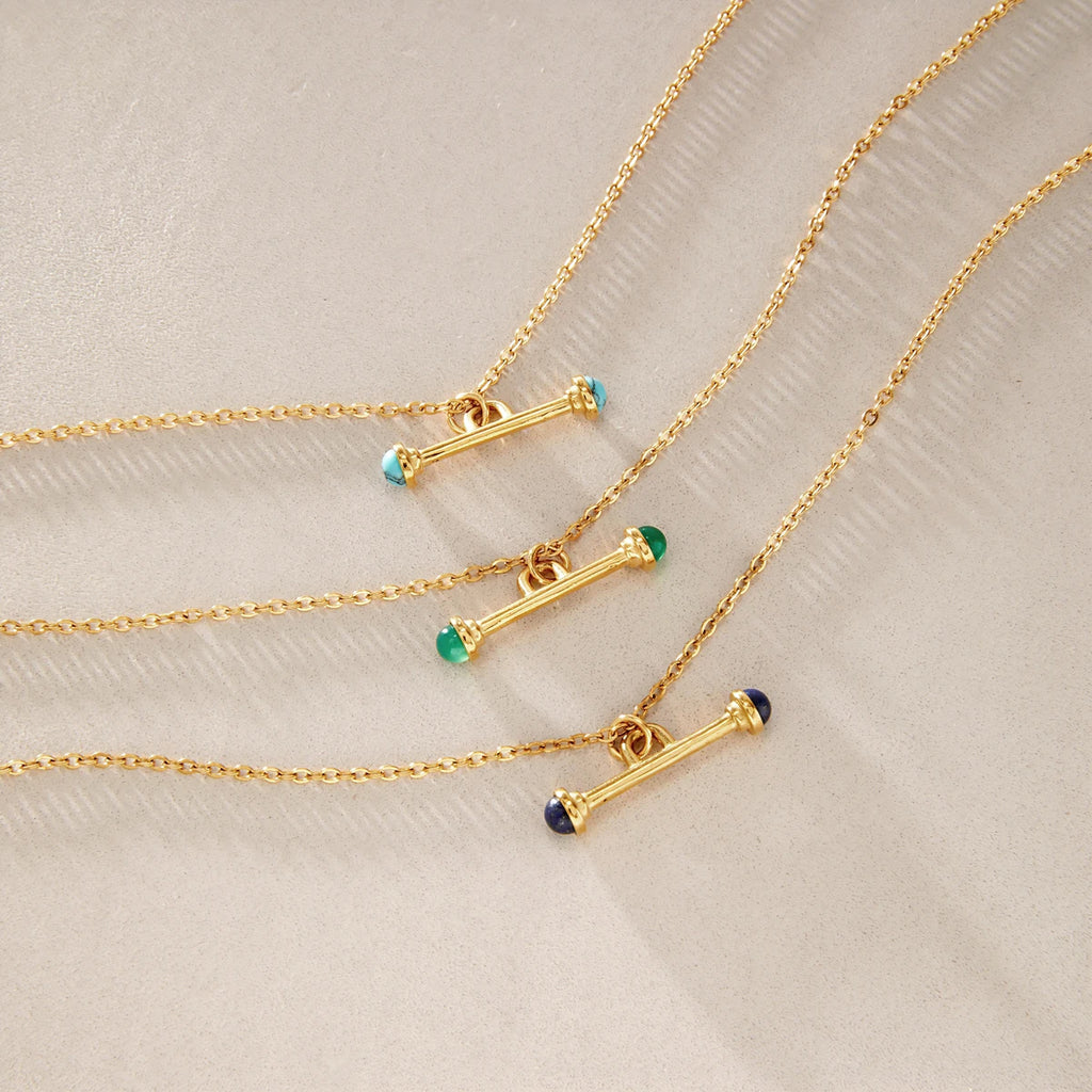 KIKA Natural Stone T Bar Pendant Necklace For Women Minimalist 18K Gold PVD Plated Stainless Steel Necklace Fashion Jewelry