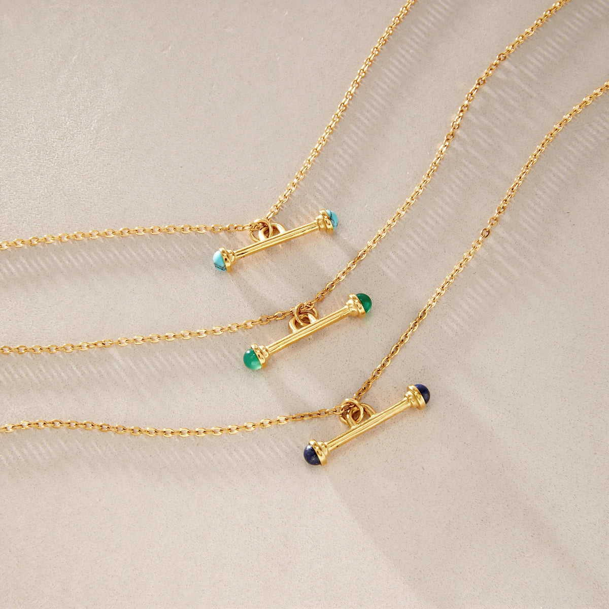 KIKA Natural Stone T Bar Pendant Necklace For Women Minimalist 18K Gold PVD Plated Stainless Steel Necklace Fashion Jewelry