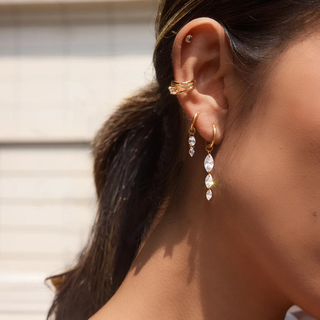 Kika 3 Pcs/Set Delicate Zircon Earrings For Women Minimalist 18K Gold PVD Plated Stainless Steel 316L