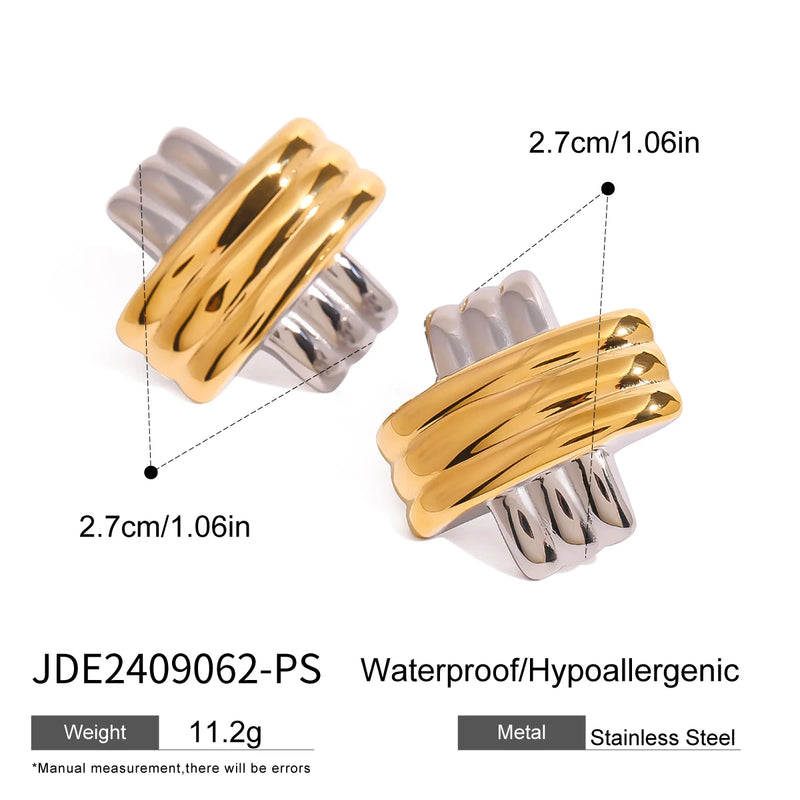 Kika Stainless Steel Elongated Unusual Stud Earrings