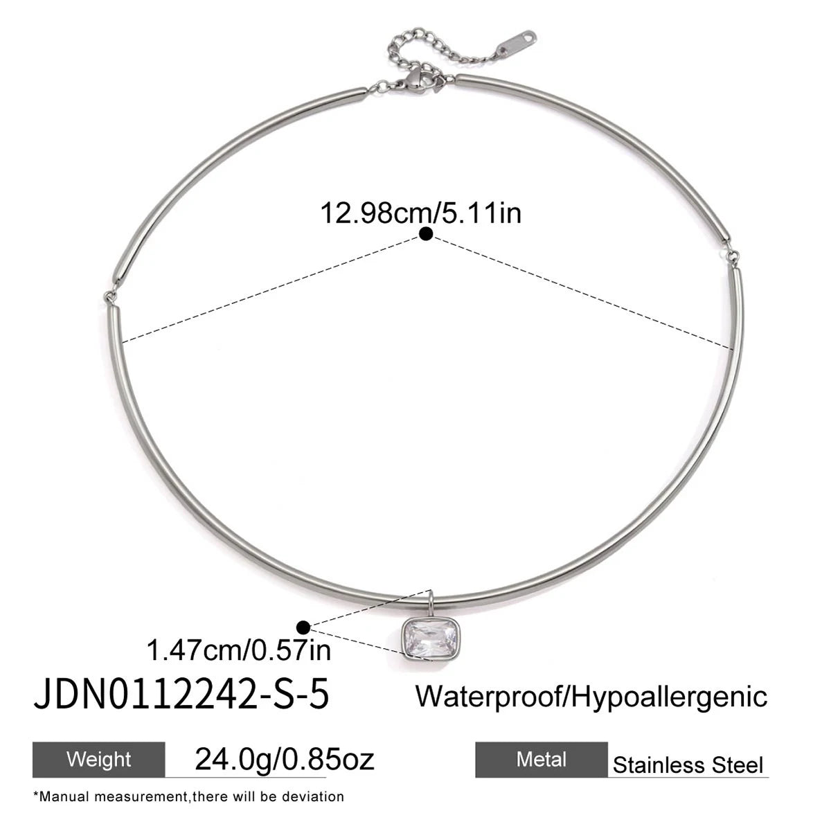 Kika Delicate Geometric Zircon Pendant Torques Necklace