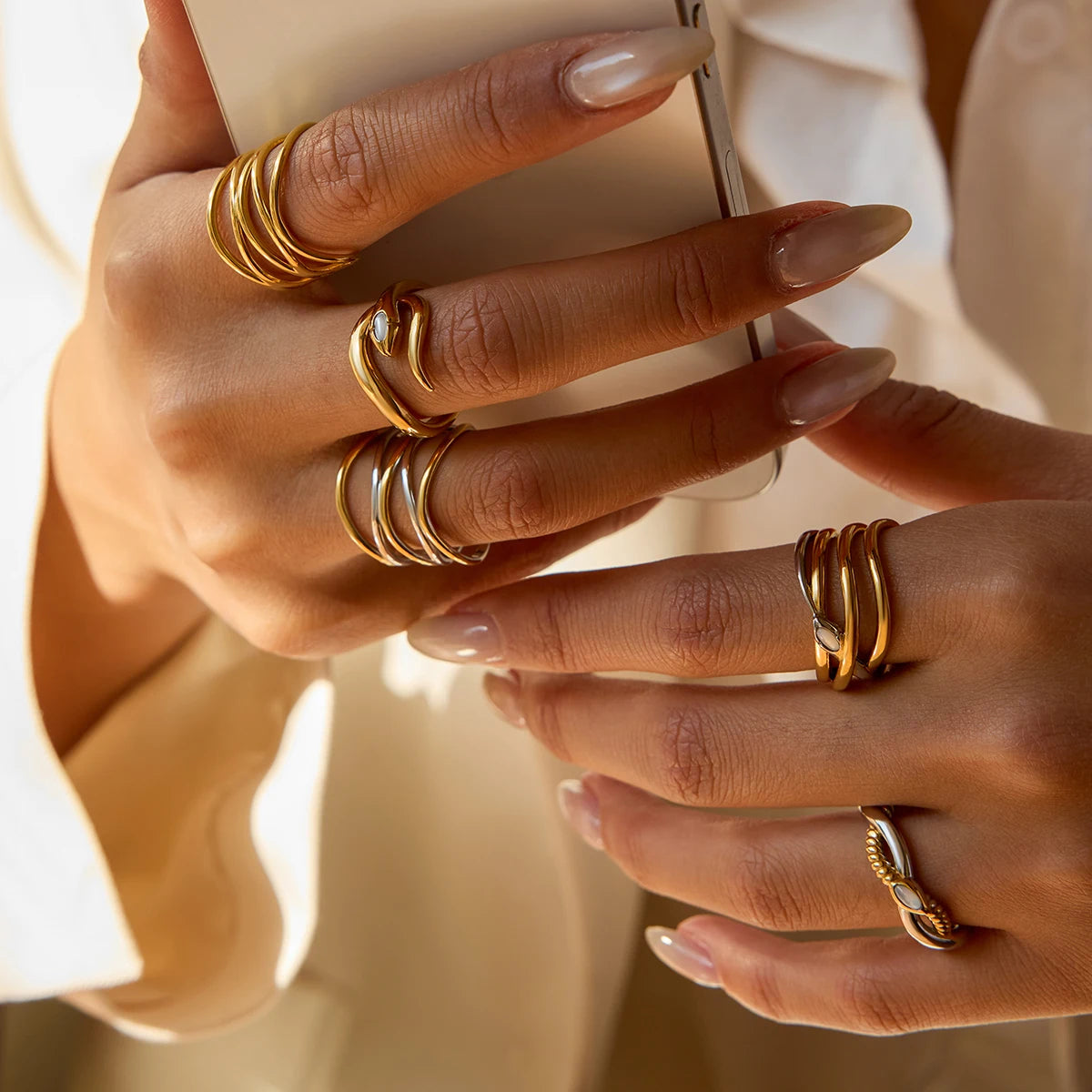 KIKA Minimalist Two Tone Serpentine Ring Stainless Steel 316Le