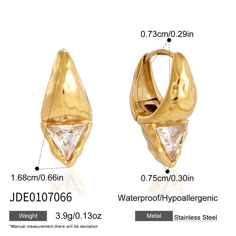 KIKA Classic Triangle Zircon Clip Earrings For Women Minimalist 18K Gold PVD lated Stainless Steel 316L Earrings Fashion Jewelry