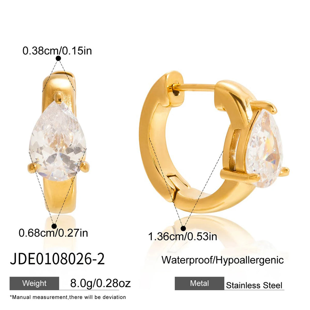 Kika Minimalist Classic  Inlay Droplet Shaped Zircon Ear Clip