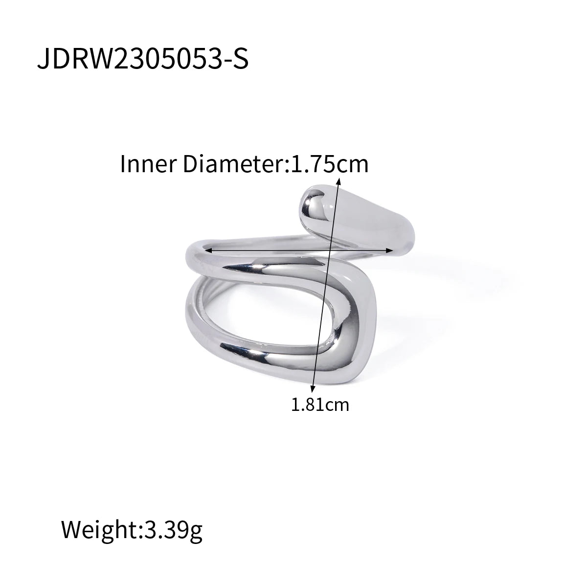 Kika Geometry Steel-Colored Open Ring With Zircon