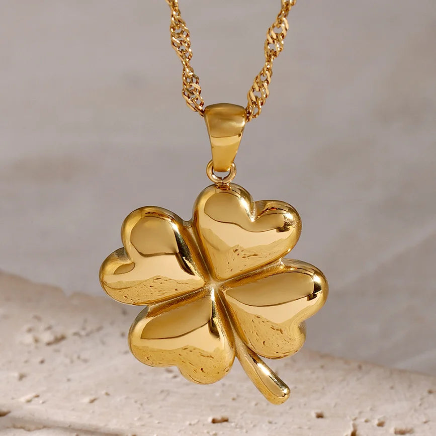 Kika Lucky Flower Pendant  Necklace Rust Proof Waterproo