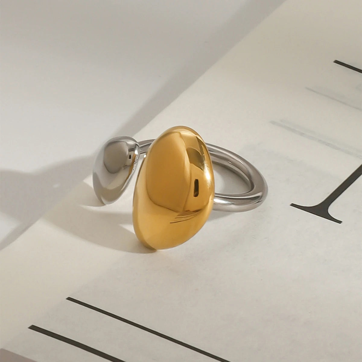 Kika Stainless Steel Minimalist Oval Irregular Ring