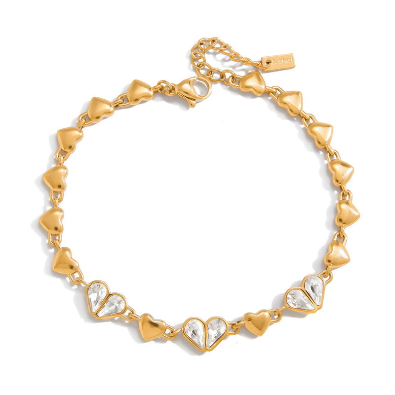 Kika Classic White Heart Shape Zircons Chain Necklace Luxurious