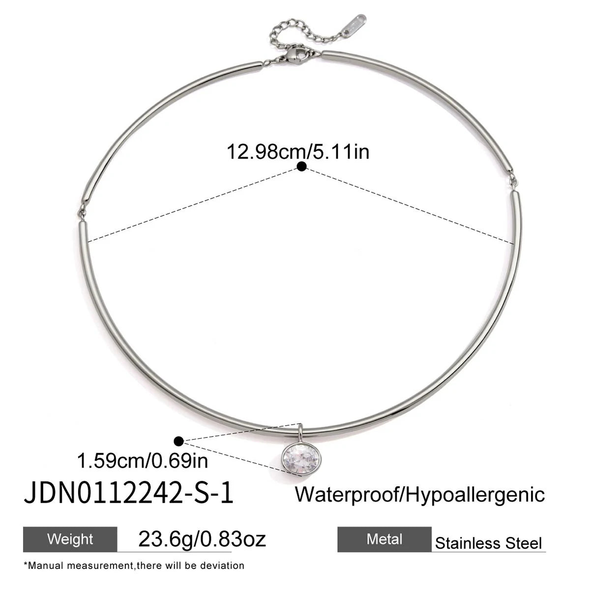 Kika Delicate Geometric Zircon Pendant Torques Necklace