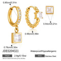 KIKA 3 Pcs/Set Square Zircon Earrings PVD Plated Stainless Steel 316L