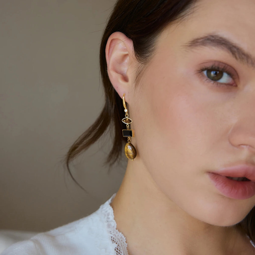 KIKA Natural Stone K9 Crystal Drop Earrings For Women Waterproof 18K Gold PVD Plated Stainless Steel Earrings Fashion Jewelry