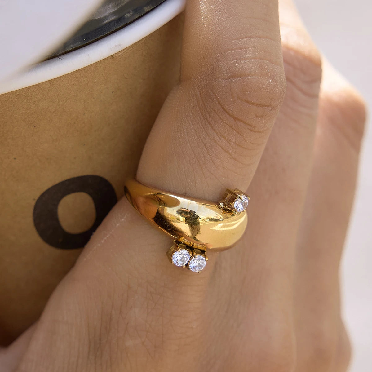 KIKA Delicate Wide Open Ring PVD Plated Stainless Steel 316L