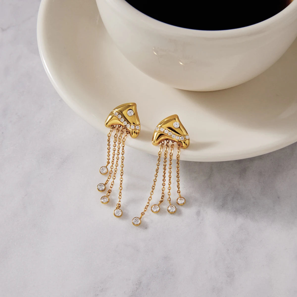 Kika Tropical Fish Shaped Chain Tassel Earrings