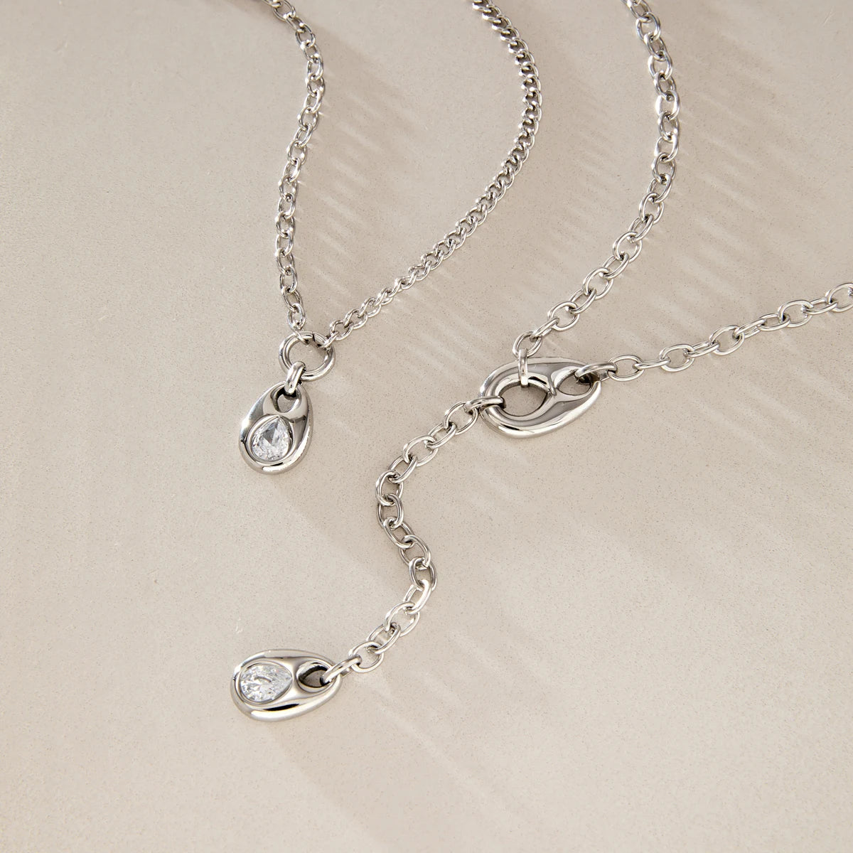 KIKA Classic Zircon Water Drop Pendant Y Shape Chain Necklace For Women Minimalist Stainless Steel Necklace Fashion Jewelry
