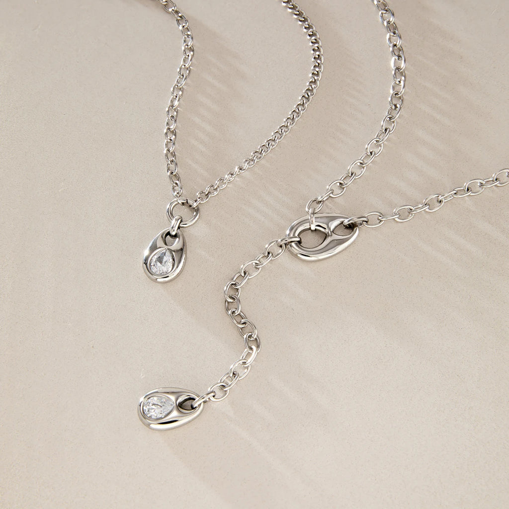 KIKA Classic Zircon Water Drop Pendant Y Shape Chain Necklace For Women Minimalist Stainless Steel Necklace Fashion Jewelry