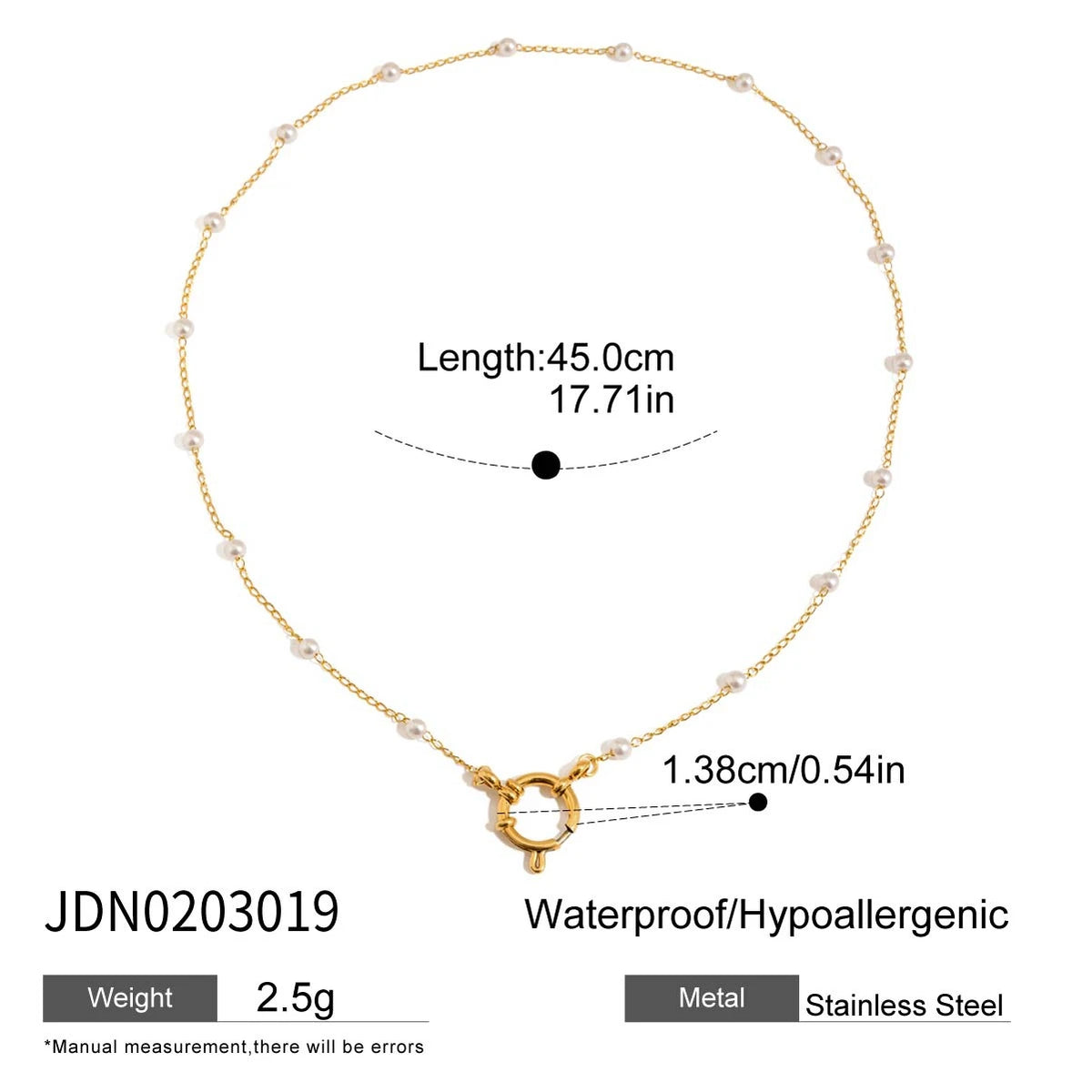 Kika Minimalist Classic Style 18K Gold Color Plated Stainless Steel Paperclip Chain