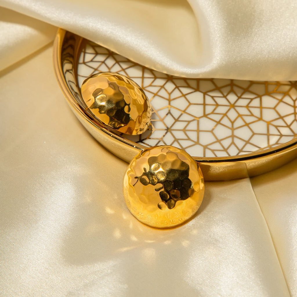 Hammered Hemispherical Earrings and Ear Clips