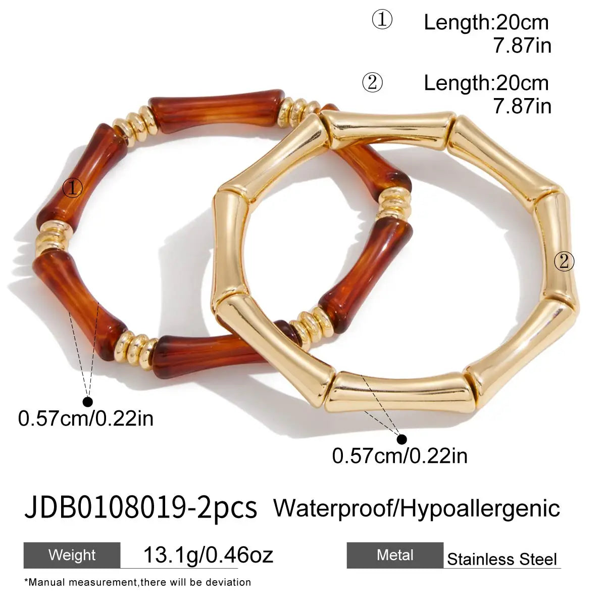 Kika Vintage 2pcs Amber Resin Bracelet