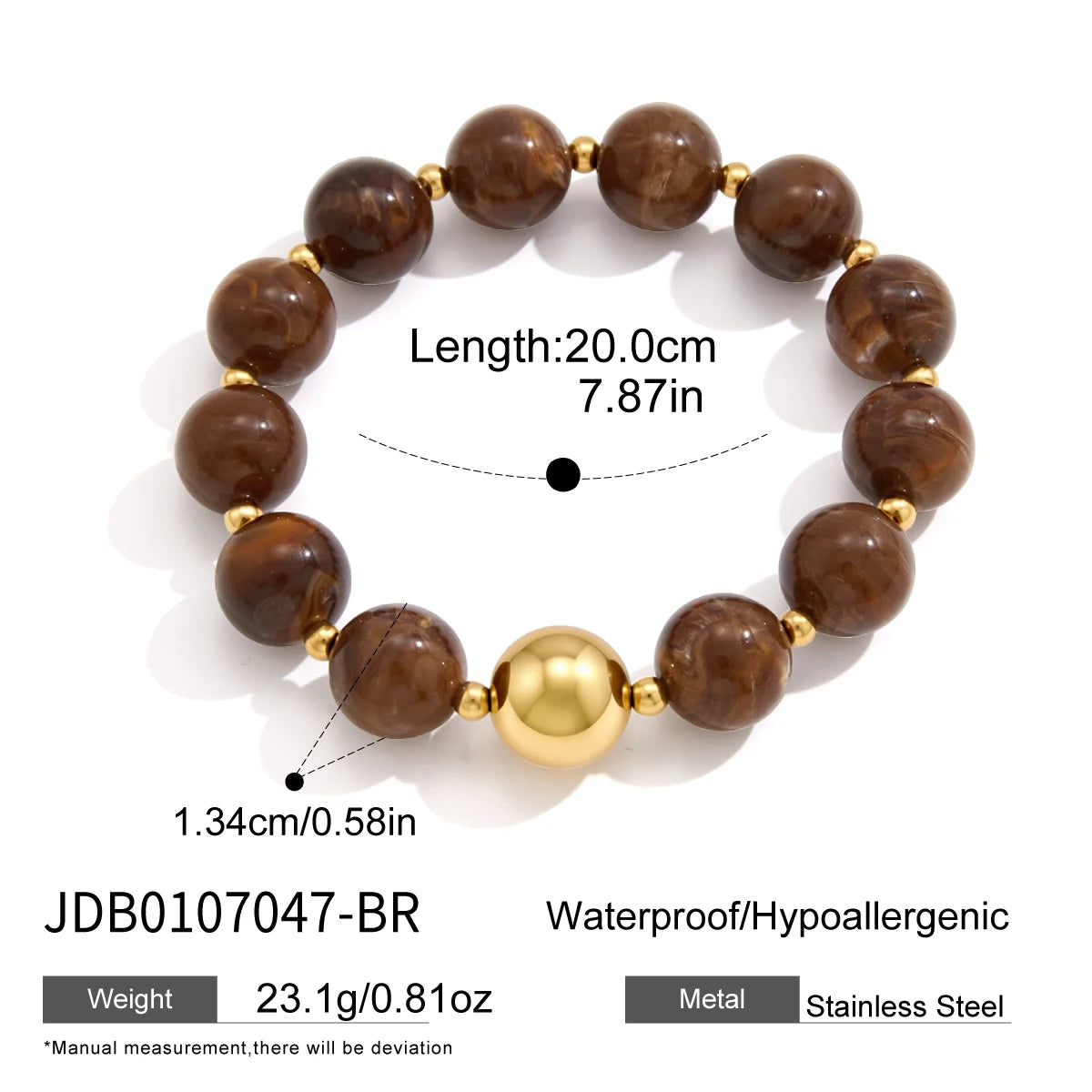 KIKA Elegant Elastic Round Resin Bracelet For Women Men Minimalist Gold Color CCB Plastic Beads Bracelet Fashion Jewelry Gift