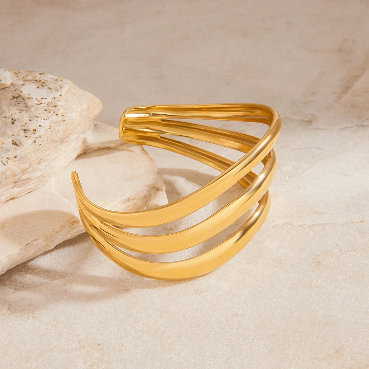 Kika Minimalist Smooth Hollow Three layer Bracelet