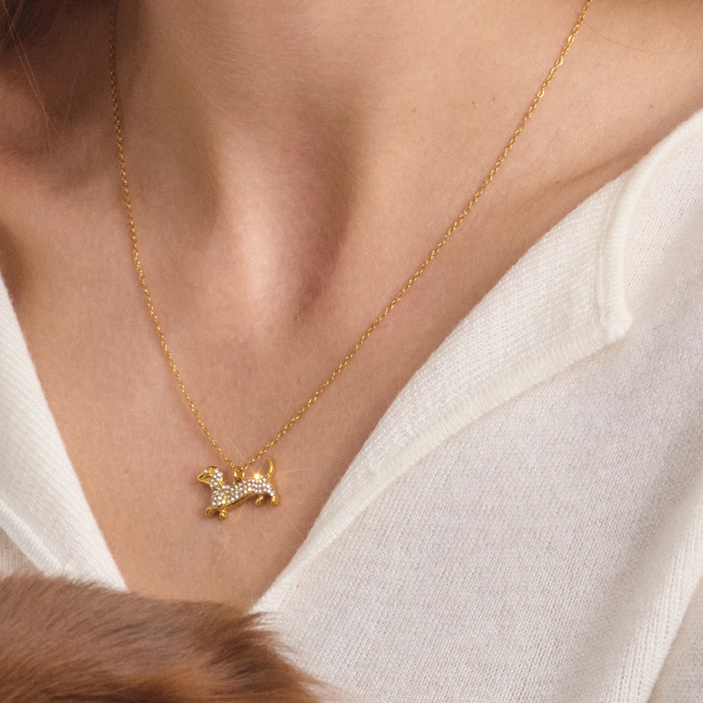 Kika Cute Dachshund Pet Dog Pendant O-Chain Necklace