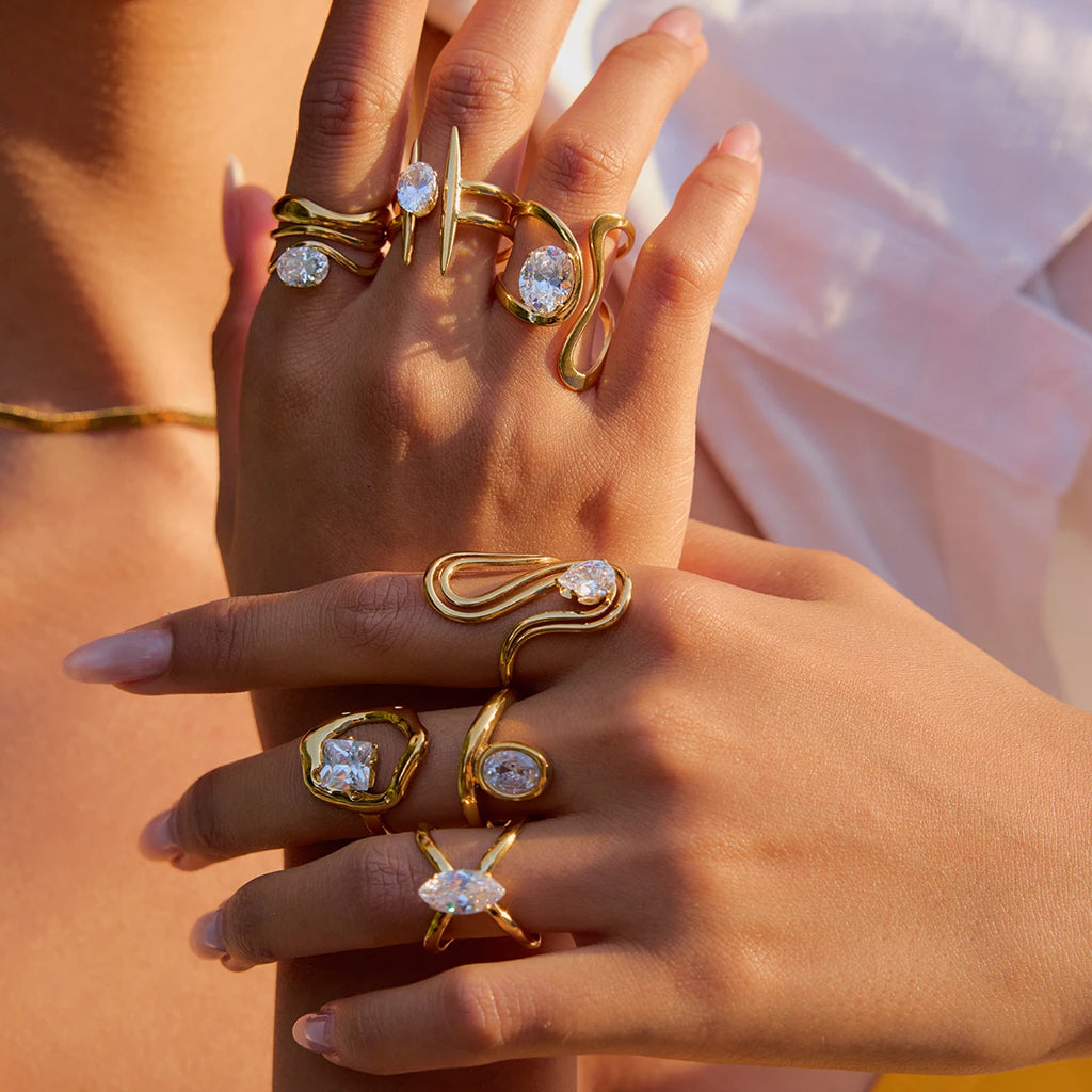 Kika Minimalist Geometric Stackable Ringsw Rings