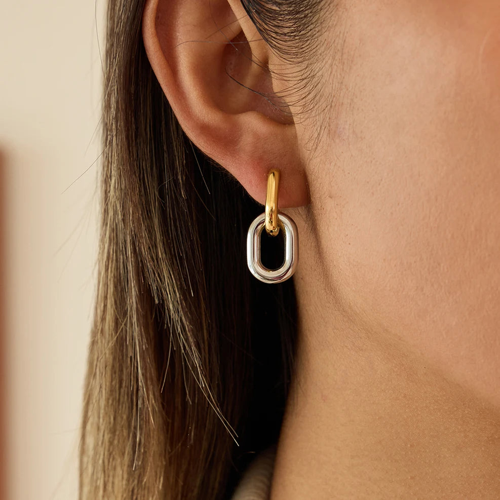 Blocked Double Ring Earring