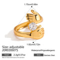 KIKA Classic Minimalist 18K Gold Color Plated Inlay Zircon Hollow Irregular Open Rings Waterproof Stainless Steel Jewelry Gift