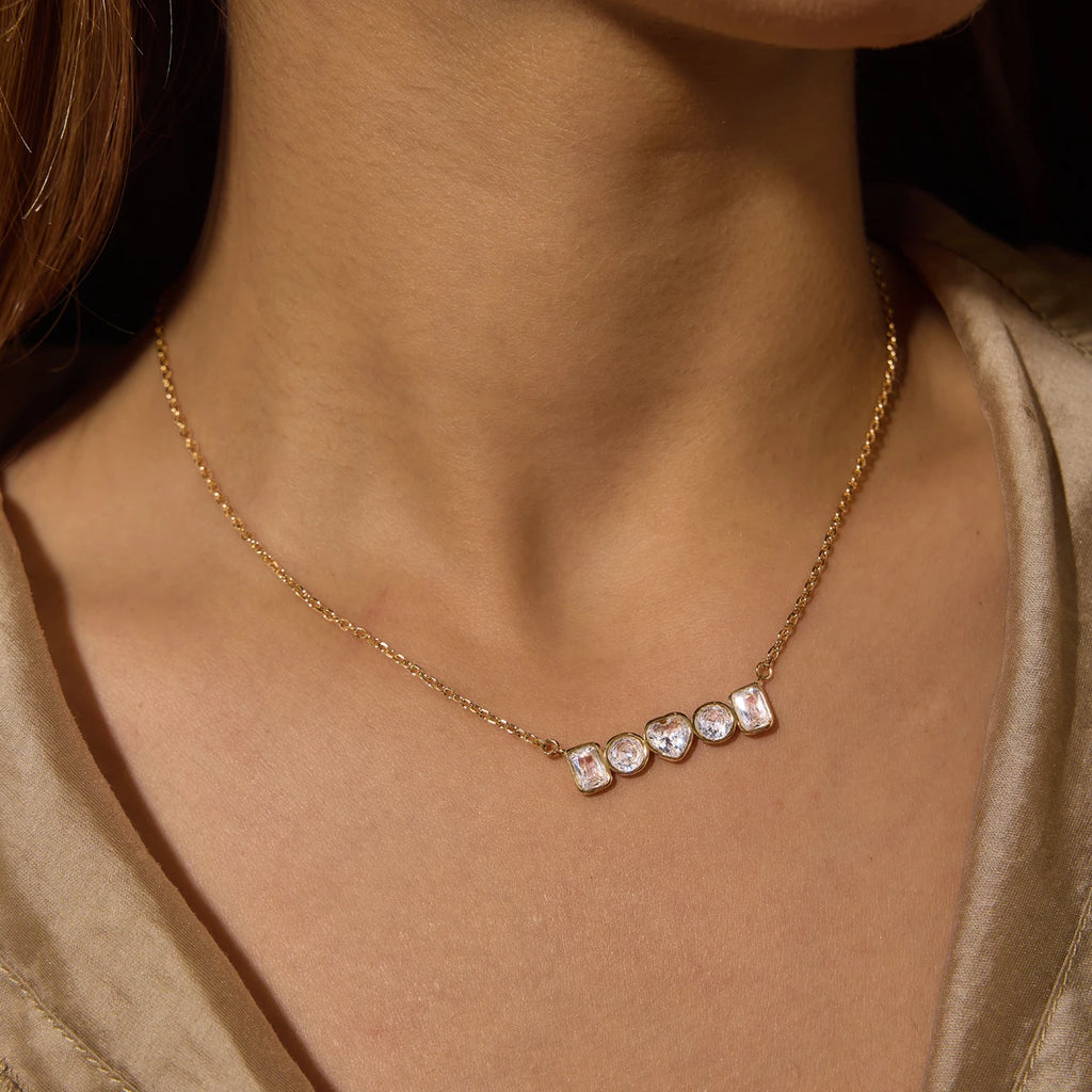 KIKA  Elegant Geometric Zircon Pendant Necklace Stainless Steel 316L