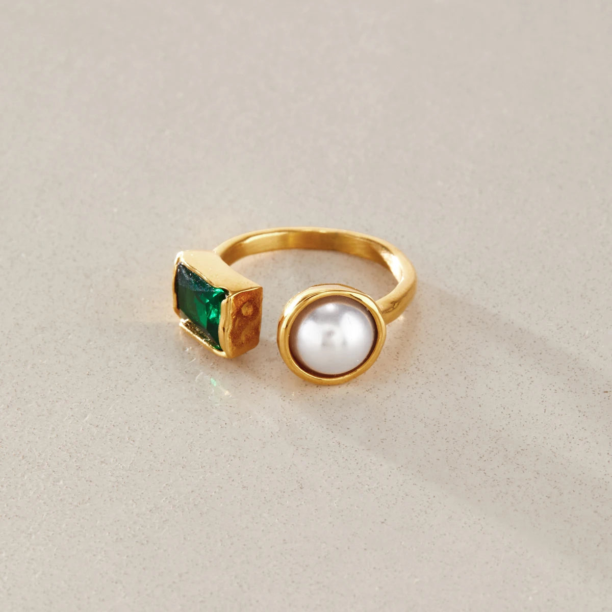 KIKA Elegant Zircon Imitation Pearl Open Rings For Women Minimalist 18K Gold PVD Plated Stainless Steel Rings Fashion Jewelry