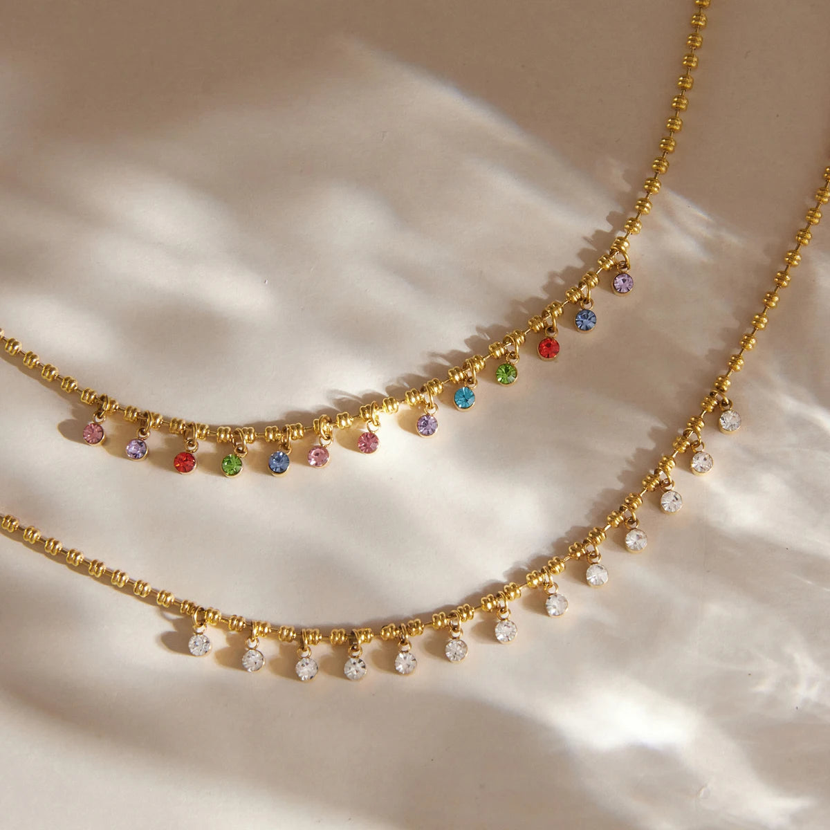 Kika Multicolor Round Zircon Pendant Necklace 18K Gold PVDPlated Stainless Steel 316L